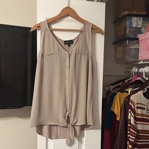 Chic Beige Button-Down Tank Top